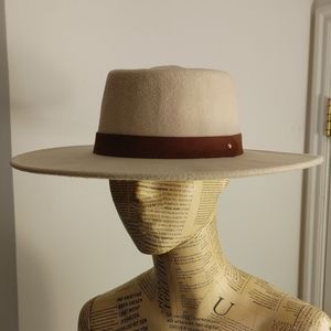 Wide brim felt boater hat